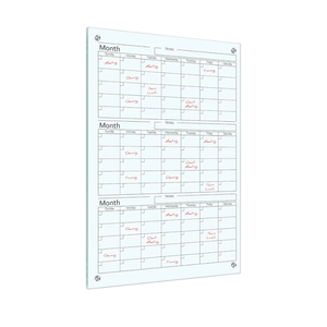 Glass Whiteboard Calendar Dry-Erase White Board Planner Glass Large Wall Mounted Calendar with Marker Tray for Wall Home or Office(Transparent,36" X 24",3 month