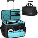 DJ Cable Bag, Rolling DJ Cable Bag with Detachable Trolley & Dividers | Large Capacity Gig Bag with Laptop Compartment, Professional Organizer Bag for Cables, Microphones, and DJ Equipment