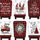 6 Pcs Christmas Chair Covers Red Black Buffalo Plaid Chair Back Covers Xmas Chair Protector Slipcovers Washable Winter Dining Room Seat Covers for Home Hotel Kitchen Decorations