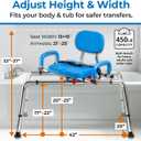 360° Swivel & Sliding Tub Transfer Bench – 450 lbs Capacity, Foam Padded Seat with Backrest, Pivoting Arms, Height Adjustable, for Seniors & Mobility Assistance