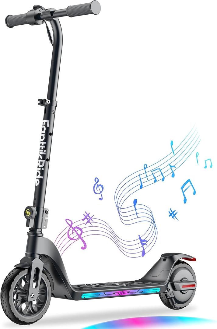 FanttikRide C10 Apex Electric Scooter for Kids 8-12, Adjustable Handlebar Height for Riders 3.9-5.2 ft, 132 lbs, Up to 50 mins, 6.5 Miles Range, 3 Speed Mode 5/8/10 MPH, Bluetooth Music Speaker (Black)