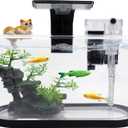 2.2 Gallon Fish Tank Kit, Small Aquarium Starter Tank with Filter and Light, Acrylic Nano Desktop Tank with Color-Changing LED & Decor - Complete Starter Kit for Betta Fish Shrimp Guppy Goldfish Beta