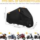 300D Heavy Duty Motorcycle Cover - All Season Waterproof Outdoor Protection with Lock-Holes, Night Reflective & Storage Bag Fits up to 96.5" Cruiser, Touring, Sportbike, Dirt Bike, Scooter