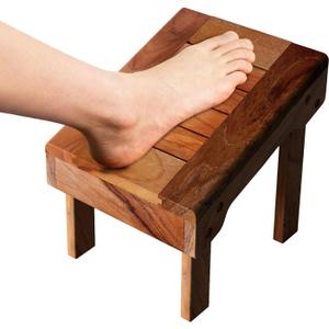 Teak Shower Stool for Shaving Legs, Non-Slip Bathroom Foot Step, Waterproof Wooden Shower Foot Step for Bathroom