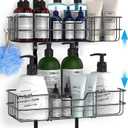 Hanging Over the Shower Head Caddy,Height Adjustable Rustproof Bathroom Organizer Shelf with Soap & Shampoo Holder, Black