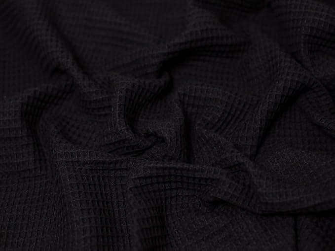 Medium Cotton Waffle Fabric Black - per Meter 46X68