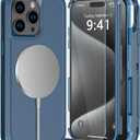 Diverbox for iPhone 15 Pro Max Phone Case,iPhone 15 Pro Max Magnetic Case [with Tempered Glass Screen Protector] Heavy Duty Phone Case for iPhone 15 Pro Max Case (Blue)