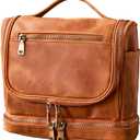 EURYNOME Travel Toiletry Bag For Men, Genuine Leather Shaving Dopp Kit Bottom Storage Holds More (11x8.6x4.7)-Mens Toiletry Bag -Leather Makeup Cosmetic Organizer Kit - Men Travel Toiletries Bag