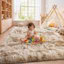 Large Plush Shaggy Rug High Pile Fluffy Rug for Living Room, Big Plush Non-Skid Shag Carpet, Soft Shaggy Rugs for Bedroom Indoor Modern Home Decor Tie Dye Camel 9x12ft