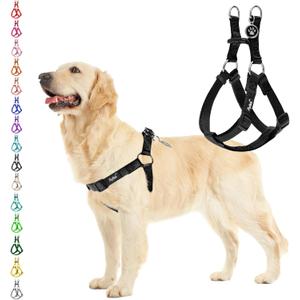 PUPTECK No Pull Dog Harness Soft Adjustable Basic Nylon Step in Puppy Vest Outdoor Walking with ID Tag (Large, Black)