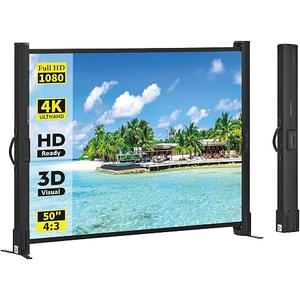 Portable Projector Screen with Stand, 50 Inch 4:3, Outdoor Projector Screen, Lightweight and Retractable, 1.2 High Gain Wrinkle-Free Video Projection Screens, for Home Cinema, Meeting Presentation.