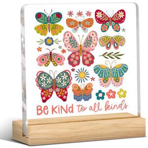 Boho Kindness Gifts Cheer up Gifts Inspirational Mental Health Awareness Motivational Butterfly Acrylic Sign Plaque Art Decor for Therapy Psychology Office Home 
