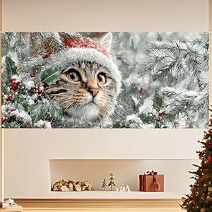 13x6ft Christmas Garage Door Banner Decoration, Large Outdoor Indoor Xmas Cover Decorations for House, Waterproof Holiday Party Backdrop with Santa Sleigh & Reindeer for Porch, Yard, Wall