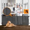 80” No Drill Baby Gate with Support Rod to Prevent Bottom Escape Retractable Pet Gates for Doorways No Drilling Mesh Baby Gates Extra Wide Retractable Dog Gate for Stairs No Drilling Child Safety Gate
