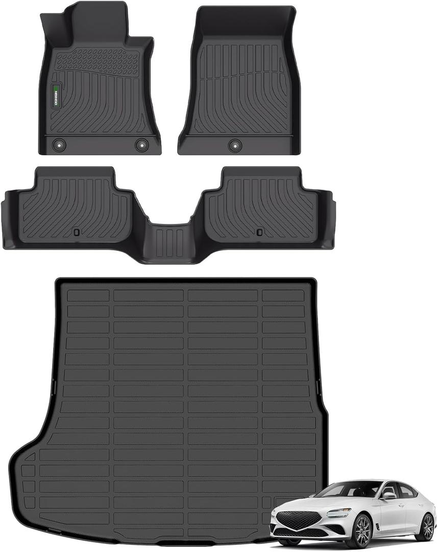 ANBINGO-Floor Mats & Cargo Liner for 2026 2025 2024 2023 2022 2021 2020 2019 Genesis G70 RWD Car Mats All Weather Floor Liner Non-Slip Waterproof Durable TPE Rubber G70 RWD Accessories