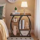 HOOBRO Industrial End Table, 4 Tier End Table with Storage Shelves, Small Side Table with Geometric Metal Frame, Night Stand for Living Room, Bedroom, Office, Rustic Brown and Black BF164BZ01
