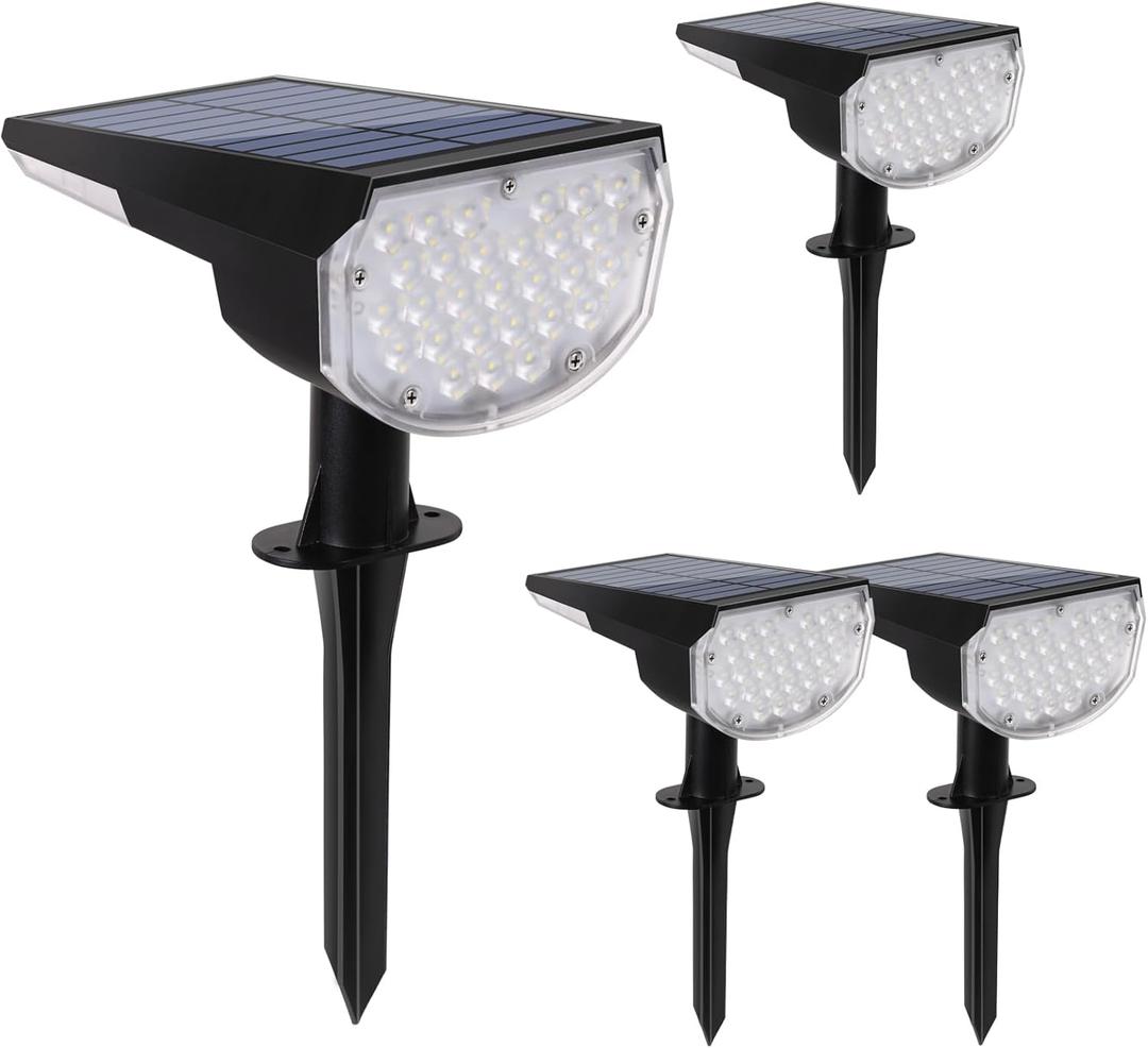 E ENERGETIC LIGHTING Solar Lights Outdoor Waterproof IP68, 4 Lighting Modes Solar Powered Garden Yard Spot Solar Lights for Christmas Outside Landscape- 4 Pack (Daylight)
