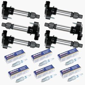Yoshi Motors Ignition Coils Pack Platinum Spark Plugs Set Replacement For Buick Saturn Outlook Enclave Chevrolet Chevy Caprice Traverse Cadillac CTS SRX GMC Replacement for D515C C1555 5C1612