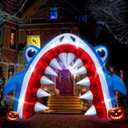 Eyourlife 128 FT Shark Halloween Inflatable Arch, Giant Outdoor Blow Up Yard Decoration with Built-in 6 LED Lights for Pool Stage Event Birthday Party Ocean Theme Luau Beach Party Take Photos