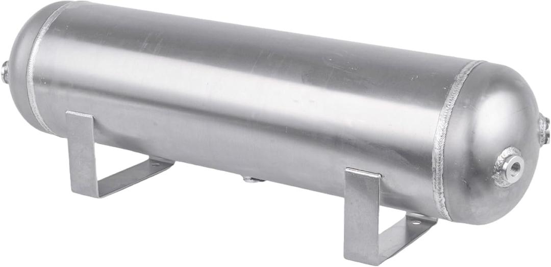 4 Gallon (15 Liter)5 Ports compressed air storage tank air ride receiver tank for Air Ride Suspension Car Train Truck Horn Silver