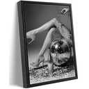 Framed Black and White Fashion Canvas Wall Art Trendy Women Disco Ball High Heels Wine Glass Picture Wall Decor Luxury Feminist Poster Print for Girl Bedroom Bar Cart Dorm Home Decoration 12x16in