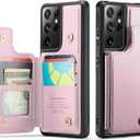 Vinich for Samsung Galaxy S21 Ultra Wallet Case with Card Holder, RFID Blocking Credit Slots Kickstand Shockproof Phone Cover for Women Men, Rose Gold