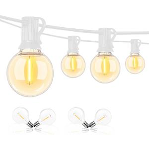 Abeja 50FT G40 LED Globe String Lights, Outdoor Patio String Lights with 50+2 Dimmable Shatterproof Bulbs, Backyard Outdoor Hanging Lights, Bistro Waterproof for Balcony Party Wedding, White Wire
