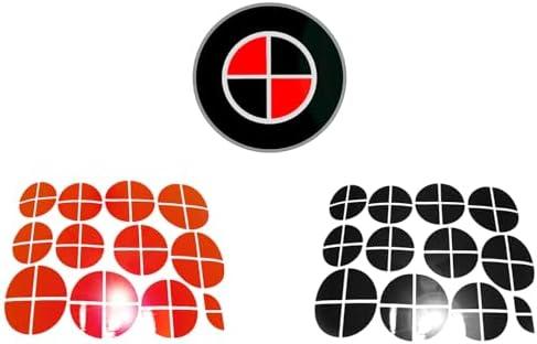 Gloss Black and Gloss Red Stickers - Compatible with BMW - Overlay Vinyl Decal for All Emblems Caps Logos Roundels Badges