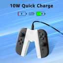 JEMDO Magnetic JoyCon Charger Grip Compatible with Nintendo Switch 2 Only Ergonomic LED Charging Grip for JoyCon 2 with USB-C Cable, Travel-Ready, White [nintendo_switch_2]