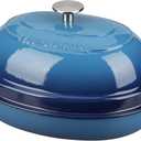 EDGING CASTING Enameled Oval Cast Iron Dutch Oven Pot with Lid, Bread Dutch Oven for Sourdough Bread Baking, Dutch Oven Bread, Bread Oven, 6QT, Lake Blue