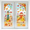 18 Sheets Fall Window Clings，Thanksgiving Window Stickers Pumpkin Maple Leaf Double-Sided Window Art Seasons Decals for Autumn School Home Office Accessories Toddler Party Supplies Gifts(Fall 2)