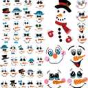 2 x 45pcs Snowman Face Stickers for Crafts Cute Christmas Ornaments Vinyl Snow Man Face Decals Xmas Winter Holiday Stickers for Window Glass Cups Balls Jars Wall Party Supplies Home Decoration(face45)