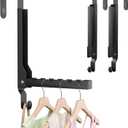 2 Pack Over The Door Hanger Foldable Heavy Duty Over The Door Hooks Hanger,Over The Door Drying Rack for Laundry, Rust-Resistant Over The Door Clothes Hanger, Over Door Hook for Hanging Clothes,Black