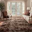 8x10 Ft Extra Large Shag Brown Area Rug for Living Room, Tie-Dyed Ultra Soft Fluffy Furry Rugs for Bedroom Indoor Floor, Aesthetic Carpet for Kids Home Decor (Coffee)