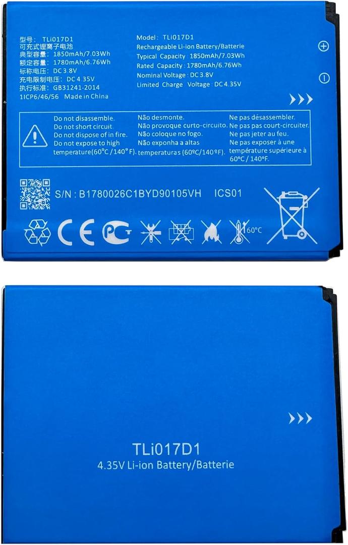 TLi017D1 Replacement Battery for TCL Flip Pro VZW-TCL-4056W Phone,Rechargeable 0 Cycle Battery Compatible with TCL Flip Pro VZW-TCL-4056W