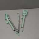Kitchen Tongs for Cooking, 9 Inch Small Silicone Tongs, Food Grade Mini Serving Tongs with Silicone Tips, Set of 3, Green