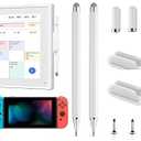 2Pcs Stylus and Mount for Skylight Calendars 15/27 Inch, 2in1 Dual Tip Pen Compatible with Skylight 15.6-Inch,27-Inch Calendar Stylus Pen for Skylight Calendar Accessories (2*Stylus+Holder White)