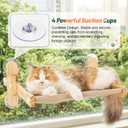 Cat Window Perch, 100% Natural Pine Foldable Cat Window Seat, Cordless Safety Design with 50LBS Weight Capacity, No Drilling Easy Installation for Indoor Cats & Home Decor