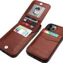 KIHUWEY Compatible with iPhone 12 Pro Max Case Wallet with Credit Card Holder, Premium Leather Magnetic Clasp Kickstand Heavy Duty Protective Cover for iPhone 12 Pro Max 6.7 Inch(Brown)