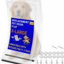 2 Pack Extra Large Dog Door Replacement Flaps with Screws and 304 Stainless Steel Washers for PetSafe Freedom Doggie Doors PAC11-11040,13 1/8 x 24 7/8(No Metal Bracket Included, Frosted Transparent)
