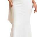 Auraxe 2026 Women's Bodycon Formal Maxi Dresses Elegant Tube Summer Wedding Guest Cocktail Party Dress with Scarf (White, L)