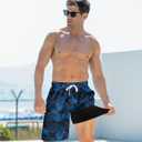 Goodstoworld Men's Funny Swim Trunks with Compression Liner 2 in 1 Quick-Dry 9" Stretch Shorts with Three Pockets (XL)