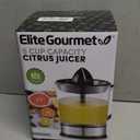 Elite Gourmet ETS740 BPA-Free 40-Watt Electric Citrus Juicer with 2 Cones, Compact, Large Volume, Pulp Control, Oranges, Lemons, Limes, Grapefruits with Easy Pour Spout, 1.2L, Black/Stainless Steel