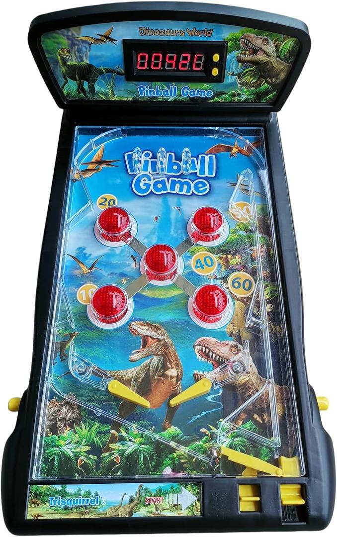 Dinosaur World Electronic Pinball Game,Tabletop Arcade Pinball Machine with Lights & Sounds Effects,LED Digital Scoreboard,Suitable for Kids & Adults