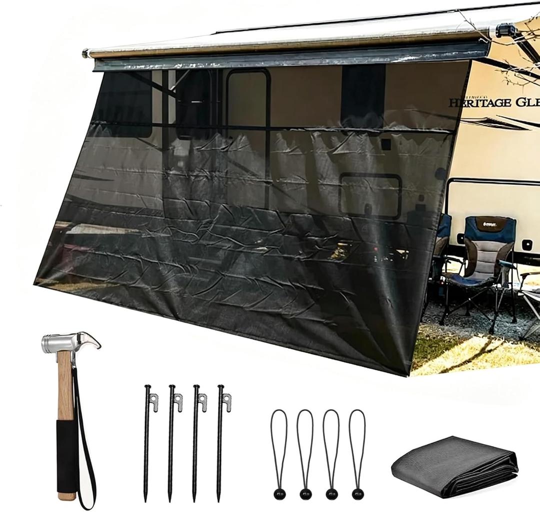 RV Awning Sun Shade Screen with Zipper, Size: 8'x16'3"