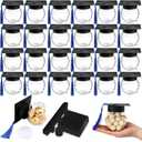 Teenyyou 24 Pcs Blue 2026 Graduation Cap Candy Jars Graduation Party Favors Candy Containers Bulk Grad Cap Box Jars Container with Tassels for DIY Table Party Supply Gifts