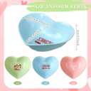 Tanlade 3 Pcs Valentine's Day Candy Bowls Mini Ceramic Serving Bowl for Tiered Tray Candy Dishes Valentine's Day Party Supplies for Treat Snack Fruit Candies Couple Sweet Talk Gift (Cute) (Pink, Blue, Green)
