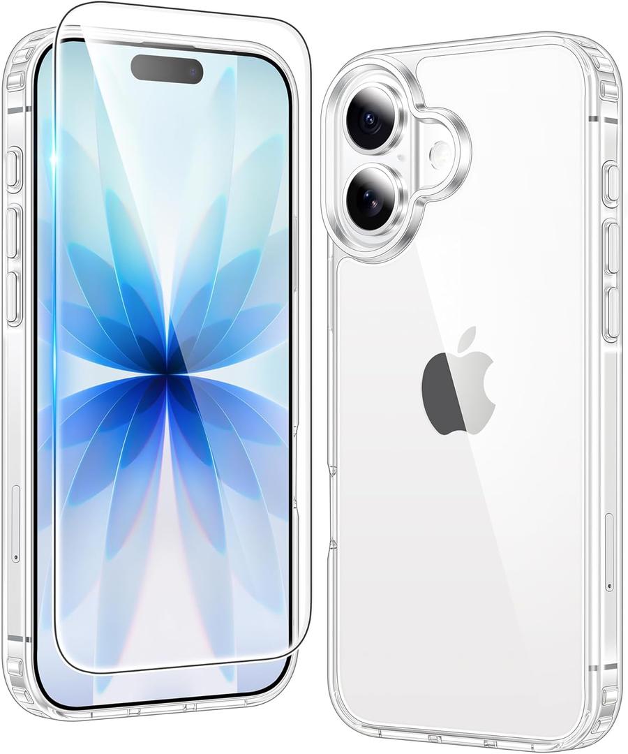 FNTCASE for iPhone 17 Clear Case: Military Grade Drop Protection Anti Yellowing Cell Phone Cover - Rugged Shockproof Protective Bumper Transparent Phonecase