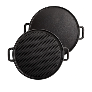 Lawei 12 Inch Cast Iron Griddles, 2-in-1 Reversible Grill/Griddle with Handle, Reversible Grill Plate Skillet for Stovetop, Gas Range, Electric Stovetop, Grill Open Fire