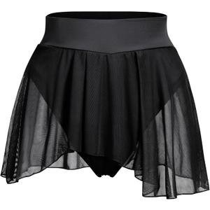 ODASDO Women's Pole Dance Outfit Rave Shorts Ruffle Panties Skirt Mesh Booty Bottoms Hot Pants Workout Clubwear (X-Large, Black)